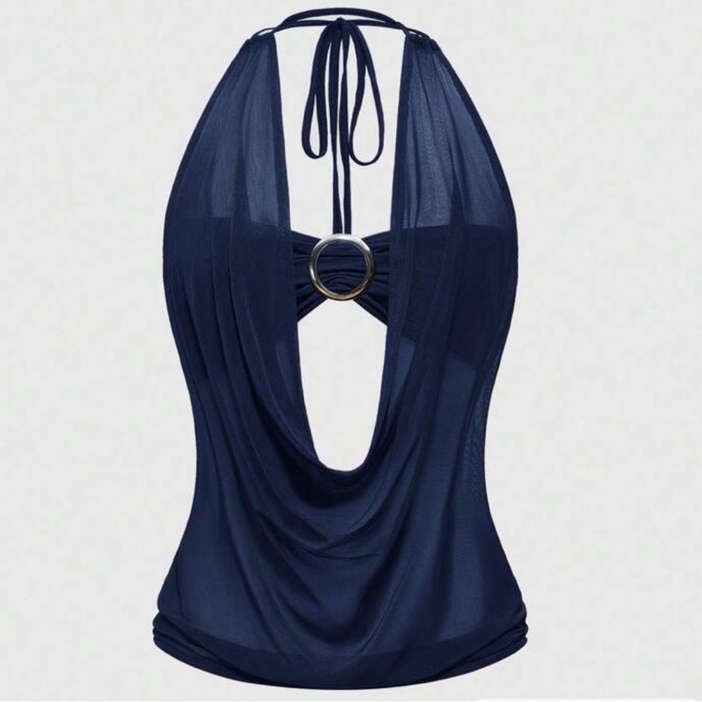 Navy Halter Top